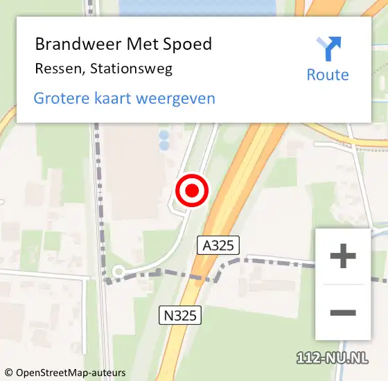 Locatie op kaart van de 112 melding: Brandweer Met Spoed Naar Ressen, Stationsweg op 3 augustus 2018 07:33