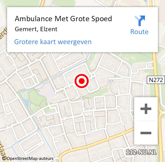 Locatie op kaart van de 112 melding: Ambulance Met Grote Spoed Naar Gemert, Elzent op 3 augustus 2018 07:33