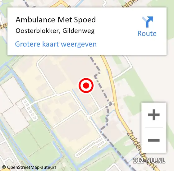 Locatie op kaart van de 112 melding: Ambulance Met Spoed Naar Oosterblokker, Gildenweg op 3 augustus 2018 08:21