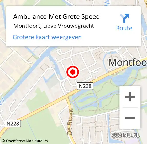 Locatie op kaart van de 112 melding: Ambulance Met Grote Spoed Naar Montfoort, Lieve Vrouwegracht op 3 augustus 2018 08:24