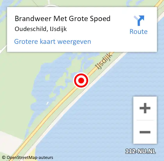 Locatie op kaart van de 112 melding: Brandweer Met Grote Spoed Naar Oudeschild, IJsdijk op 3 augustus 2018 08:34