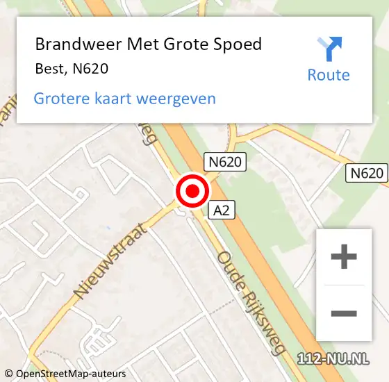 Locatie op kaart van de 112 melding: Brandweer Met Grote Spoed Naar Best, N620 op 3 augustus 2018 08:58