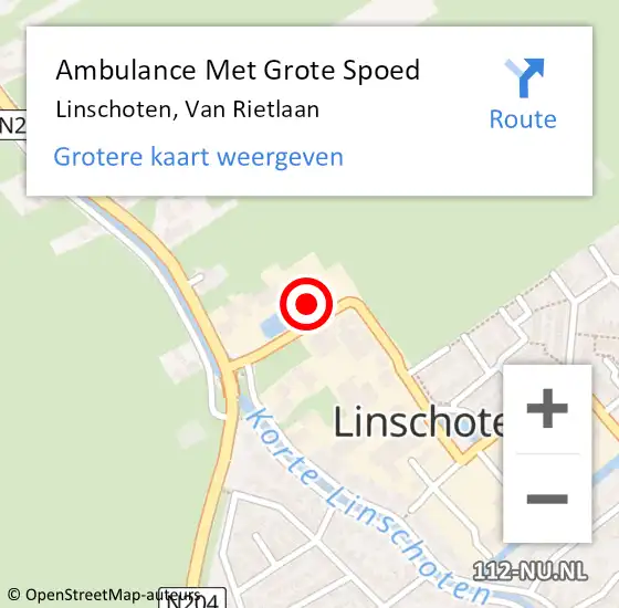 Locatie op kaart van de 112 melding: Ambulance Met Grote Spoed Naar Linschoten, Van Rietlaan op 3 augustus 2018 09:52