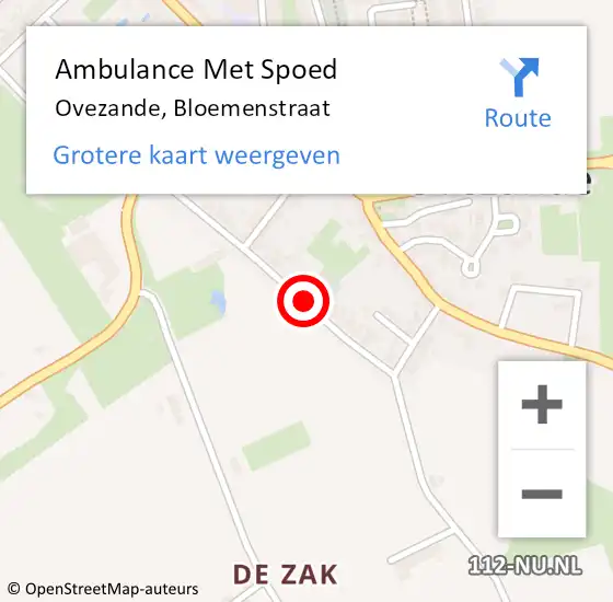 Locatie op kaart van de 112 melding: Ambulance Met Spoed Naar Ovezande, Bloemenstraat op 3 augustus 2018 10:00