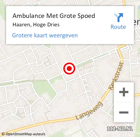 Locatie op kaart van de 112 melding: Ambulance Met Grote Spoed Naar Haaren, Hoge Dries op 3 augustus 2018 11:01