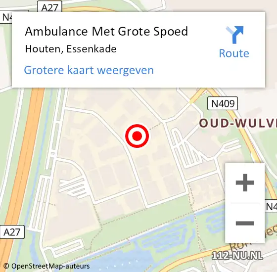 Locatie op kaart van de 112 melding: Ambulance Met Grote Spoed Naar Houten, Essenkade op 3 augustus 2018 11:14