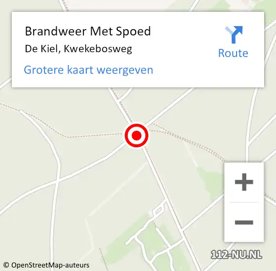 Locatie op kaart van de 112 melding: Brandweer Met Spoed Naar De Kiel, Kwekebosweg op 3 augustus 2018 11:14