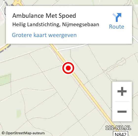 Locatie op kaart van de 112 melding: Ambulance Met Spoed Naar Heilig Landstichting, Nijmeegsebaan op 3 augustus 2018 11:25