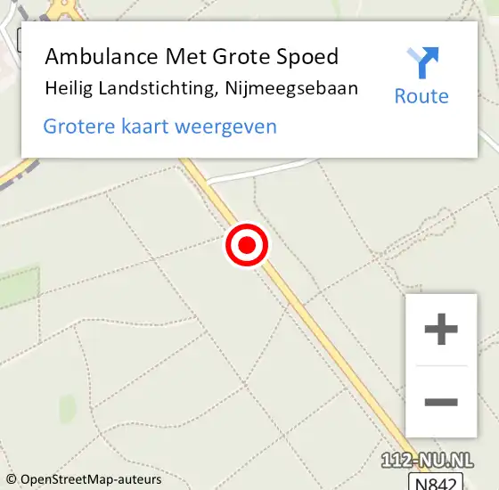 Locatie op kaart van de 112 melding: Ambulance Met Grote Spoed Naar Heilig Landstichting, Nijmeegsebaan op 3 augustus 2018 11:28