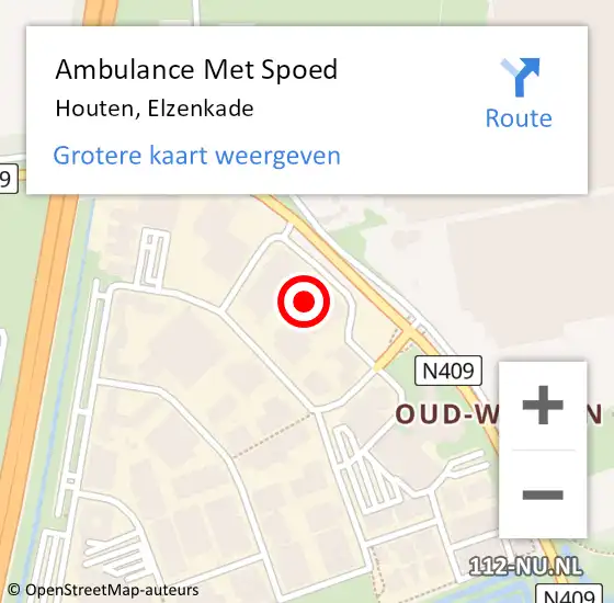 Locatie op kaart van de 112 melding: Ambulance Met Spoed Naar Houten, Elzenkade op 3 augustus 2018 11:47