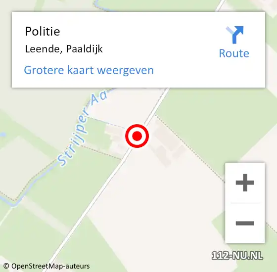 Locatie op kaart van de 112 melding: Politie Leende, Paaldijk op 3 augustus 2018 12:21