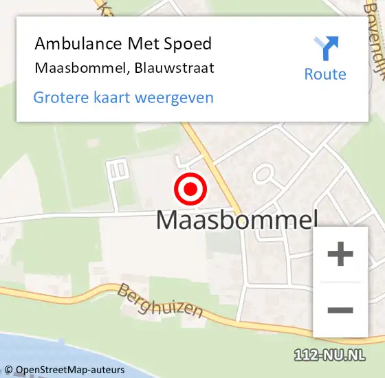 Locatie op kaart van de 112 melding: Ambulance Met Spoed Naar Maasbommel, Blauwstraat op 3 augustus 2018 12:43