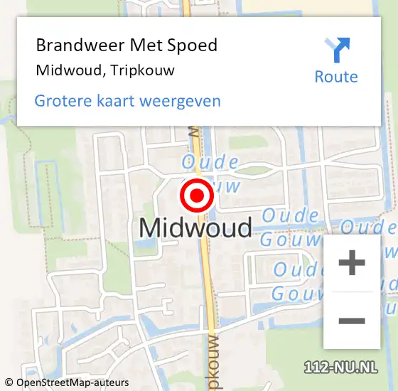 Locatie op kaart van de 112 melding: Brandweer Met Spoed Naar Midwoud, Tripkouw op 3 augustus 2018 12:51