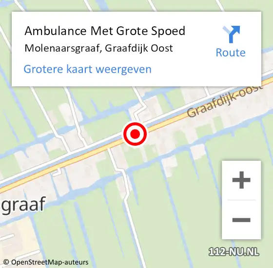 Locatie op kaart van de 112 melding: Ambulance Met Grote Spoed Naar Molenaarsgraaf, Graafdijk Oost op 3 augustus 2018 14:42