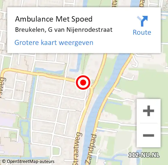 Locatie op kaart van de 112 melding: Ambulance Met Spoed Naar Breukelen, G van Nijenrodestraat op 3 augustus 2018 14:50