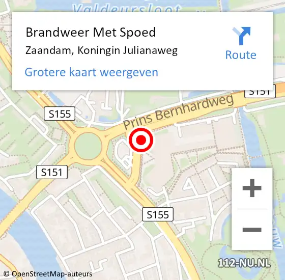 Locatie op kaart van de 112 melding: Brandweer Met Spoed Naar Zaandam, Koningin Julianaweg op 3 augustus 2018 15:19