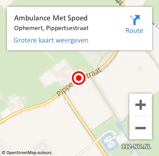 Locatie op kaart van de 112 melding: Ambulance Met Spoed Naar Ophemert, Pippertsestraat op 3 augustus 2018 15:26