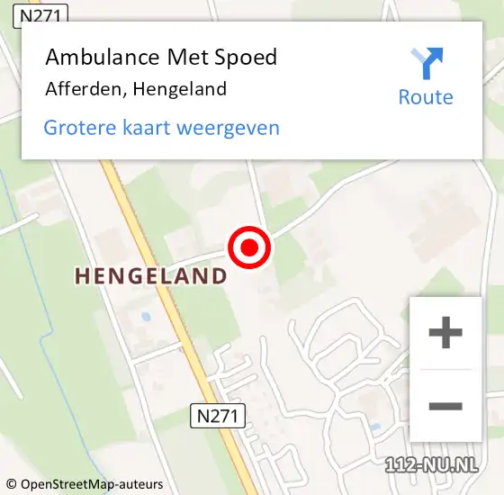 Locatie op kaart van de 112 melding: Ambulance Met Spoed Naar Afferden, Hengeland op 3 augustus 2018 15:29