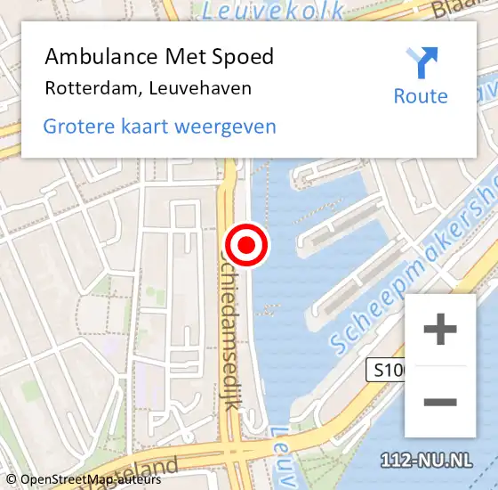 Locatie op kaart van de 112 melding: Ambulance Met Spoed Naar Rotterdam, Leuvehaven op 3 augustus 2018 15:44