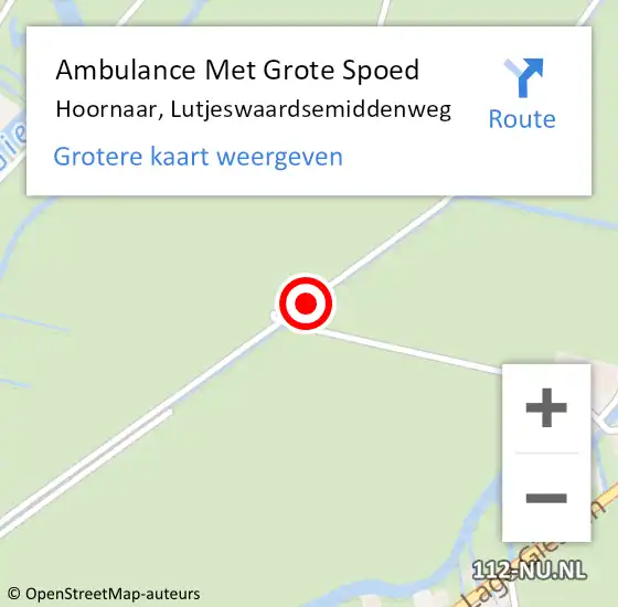 Locatie op kaart van de 112 melding: Ambulance Met Grote Spoed Naar Hoornaar, Lutjeswaardsemiddenweg op 3 augustus 2018 15:56