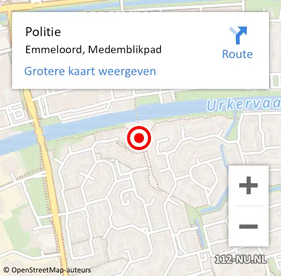 Locatie op kaart van de 112 melding: Politie Emmeloord, Medemblikpad op 3 augustus 2018 16:15