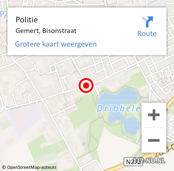 Locatie op kaart van de 112 melding: Politie Gemert, Bisonstraat op 3 augustus 2018 16:16