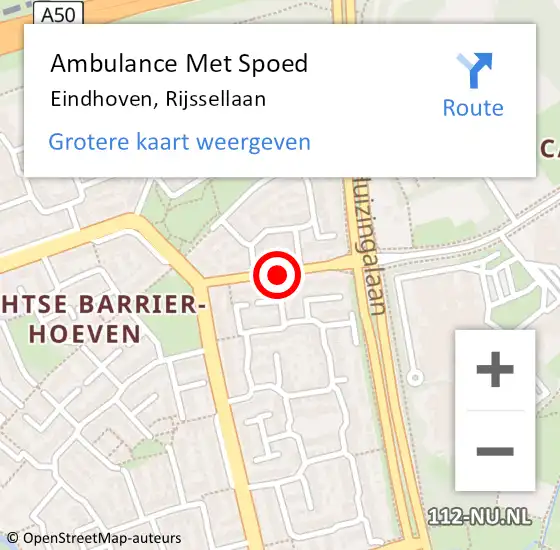 Locatie op kaart van de 112 melding: Ambulance Met Spoed Naar Eindhoven, Rijssellaan op 3 augustus 2018 16:17