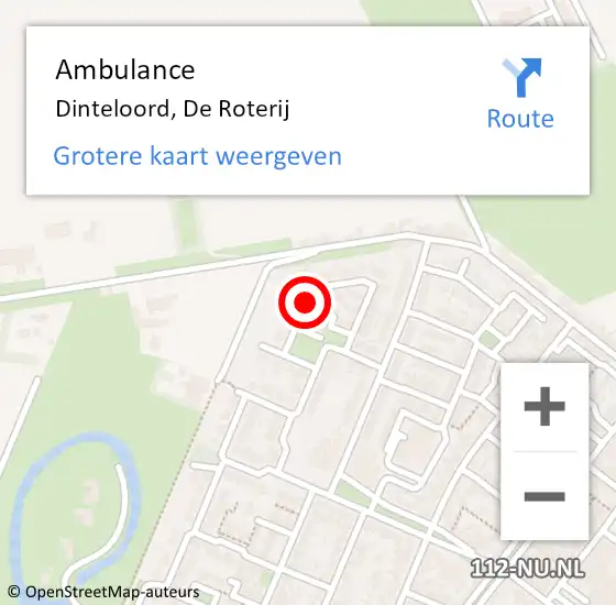 Locatie op kaart van de 112 melding: Ambulance Dinteloord, De Roterij op 3 augustus 2018 16:50