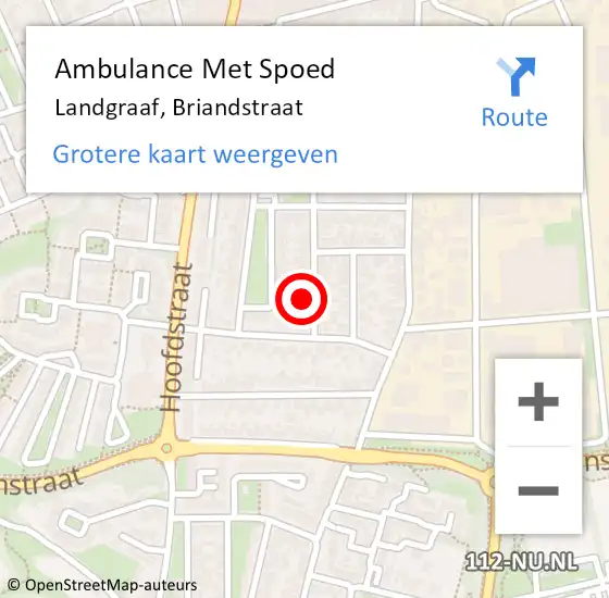 Locatie op kaart van de 112 melding: Ambulance Met Spoed Naar Landgraaf, Briandstraat op 5 maart 2014 00:12