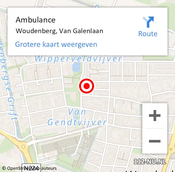 Locatie op kaart van de 112 melding: Ambulance Woudenberg, Van Galenlaan op 3 augustus 2018 17:50