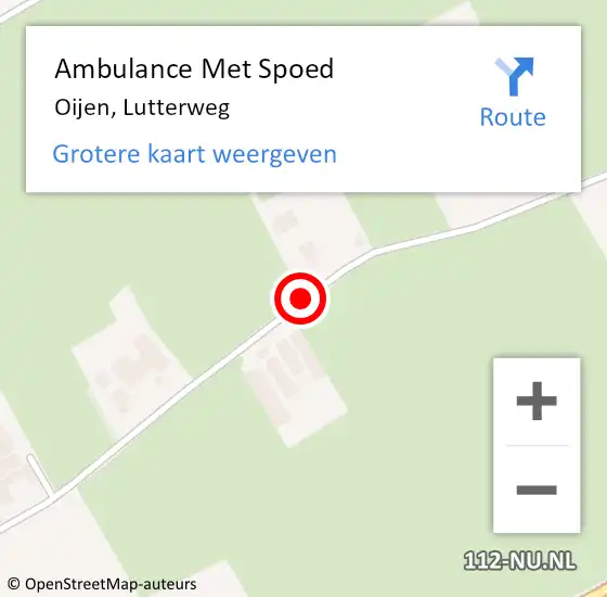 Locatie op kaart van de 112 melding: Ambulance Met Spoed Naar Oijen, Lutterweg op 3 augustus 2018 18:14