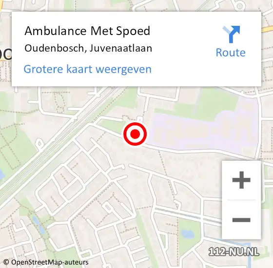 Locatie op kaart van de 112 melding: Ambulance Met Spoed Naar Oudenbosch, Juvenaatlaan op 3 augustus 2018 18:16