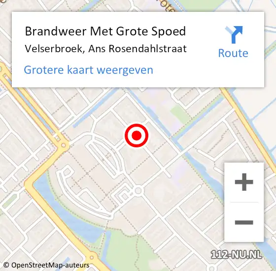 Locatie op kaart van de 112 melding: Brandweer Met Grote Spoed Naar Velserbroek, Ans Rosendahlstraat op 3 augustus 2018 18:28