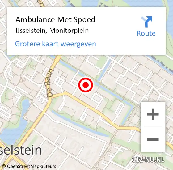 Locatie op kaart van de 112 melding: Ambulance Met Spoed Naar IJsselstein, Monitorplein op 3 augustus 2018 19:07