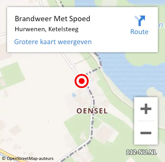 Locatie op kaart van de 112 melding: Brandweer Met Spoed Naar Hurwenen, Ketelsteeg op 3 augustus 2018 19:16