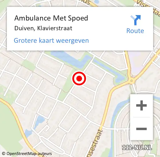 Locatie op kaart van de 112 melding: Ambulance Met Spoed Naar Duiven, Klavierstraat op 3 augustus 2018 20:03