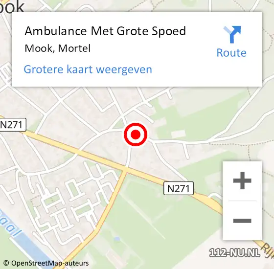 Locatie op kaart van de 112 melding: Ambulance Met Grote Spoed Naar Mook, Mortel op 3 augustus 2018 21:35