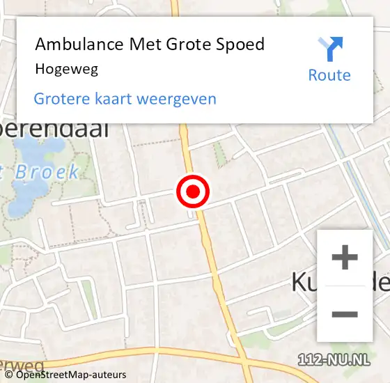 Locatie op kaart van de 112 melding: Ambulance Met Grote Spoed Naar Hogeweg op 3 augustus 2018 21:36