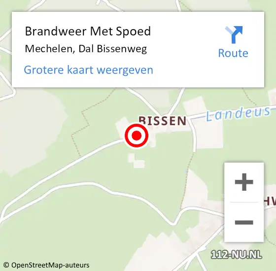 Locatie op kaart van de 112 melding: Brandweer Met Spoed Naar Mechelen, Dal Bissenweg op 3 augustus 2018 21:41