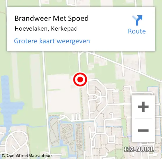 Locatie op kaart van de 112 melding: Brandweer Met Spoed Naar Hoevelaken, Kerkepad op 3 augustus 2018 22:11