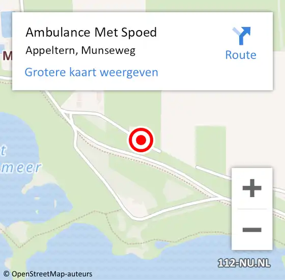 Locatie op kaart van de 112 melding: Ambulance Met Spoed Naar Appeltern, Munseweg op 3 augustus 2018 22:28