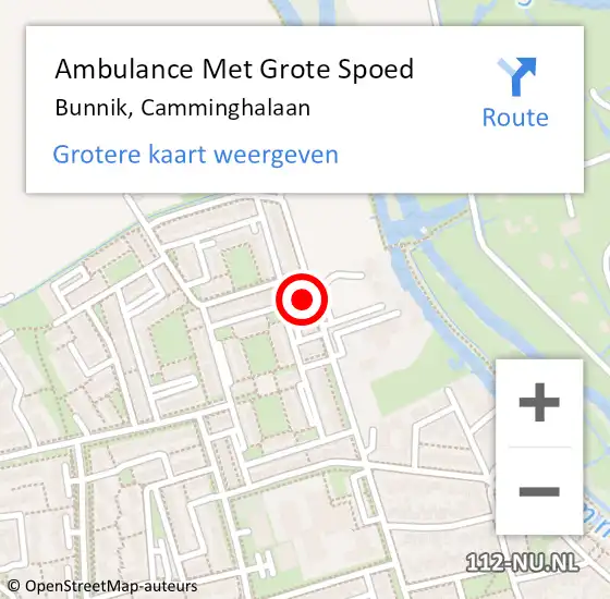 Locatie op kaart van de 112 melding: Ambulance Met Grote Spoed Naar Bunnik, Camminghalaan op 3 augustus 2018 22:40