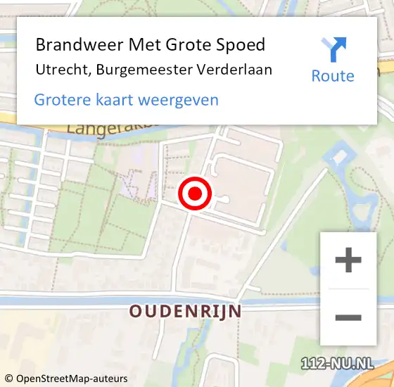 Locatie op kaart van de 112 melding: Brandweer Met Grote Spoed Naar Utrecht, Burgemeester Verderlaan op 3 augustus 2018 23:26