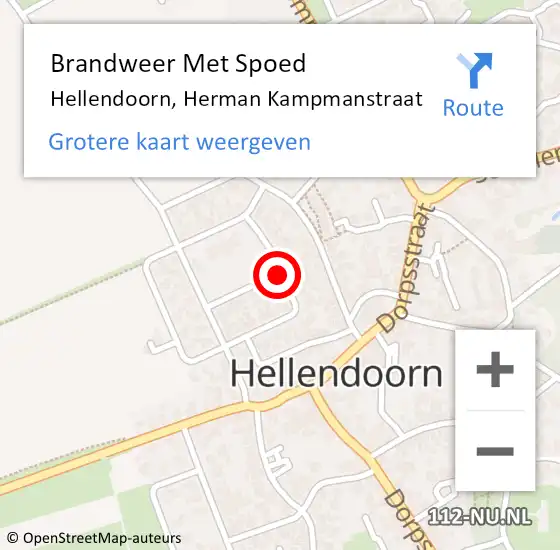 Locatie op kaart van de 112 melding: Brandweer Met Spoed Naar Hellendoorn, Herman Kampmanstraat op 4 augustus 2018 00:45