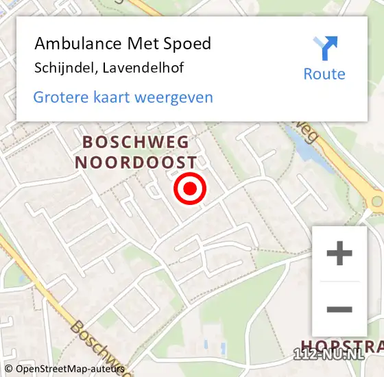 Locatie op kaart van de 112 melding: Ambulance Met Spoed Naar Schijndel, Lavendelhof op 4 augustus 2018 00:46