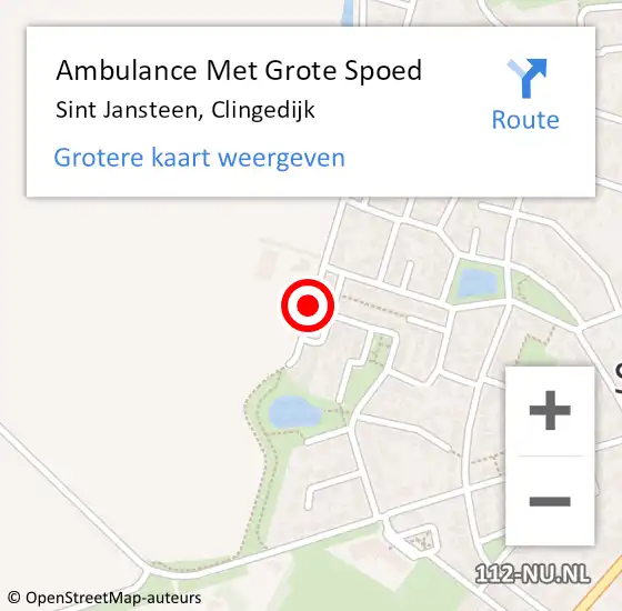 Locatie op kaart van de 112 melding: Ambulance Met Grote Spoed Naar Sint Jansteen, Clingedijk op 4 augustus 2018 00:54