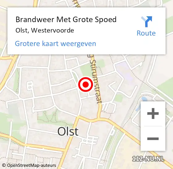 Locatie op kaart van de 112 melding: Brandweer Met Grote Spoed Naar Olst, Westervoorde op 4 augustus 2018 01:06