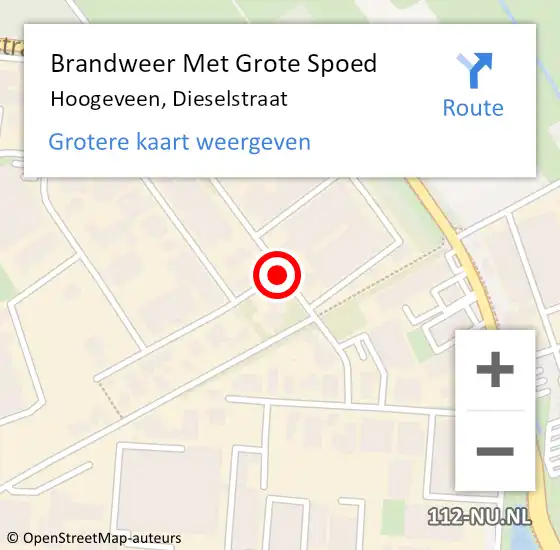 Locatie op kaart van de 112 melding: Brandweer Met Grote Spoed Naar Hoogeveen, Dieselstraat op 4 augustus 2018 02:05