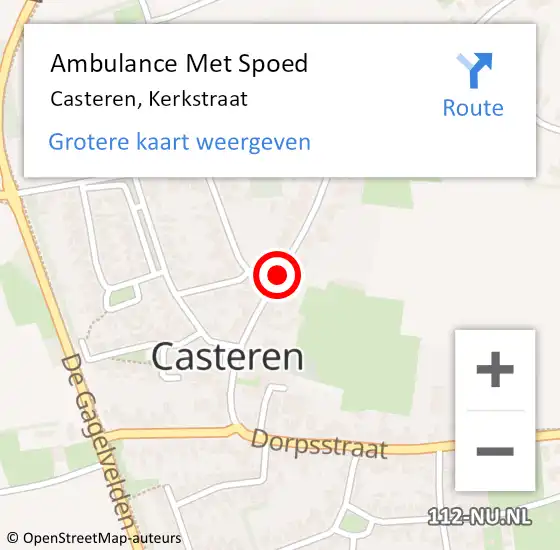 Locatie op kaart van de 112 melding: Ambulance Met Spoed Naar Casteren, Kerkstraat op 4 augustus 2018 02:17