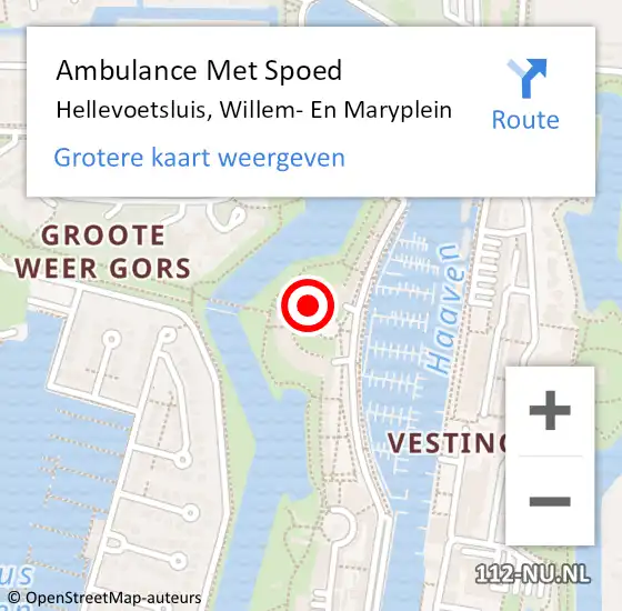 Locatie op kaart van de 112 melding: Ambulance Met Spoed Naar Hellevoetsluis, Willem- En Maryplein op 4 augustus 2018 02:42